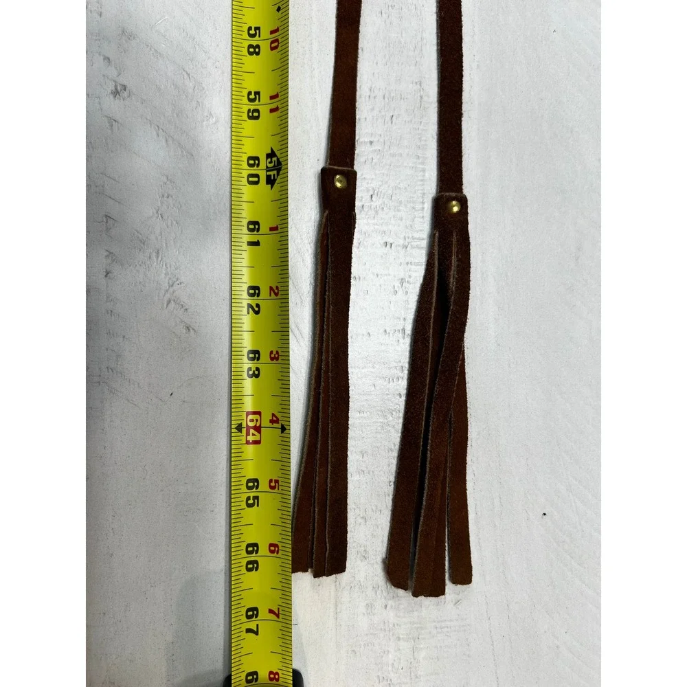 Brown Braided Suede Leather Wrap Belt with Fringe Tassels Boho Western Festival